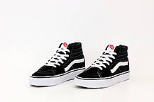 Жіночі та чоловічі кеди високі Vans SK 8 Mid Black high Ванси високі чорні з білим унісекс високі кеди, фото 5