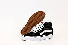 Жіночі та чоловічі кеди високі Vans SK 8 Mid Black high Ванси високі чорні з білим унісекс високі кеди, фото 4