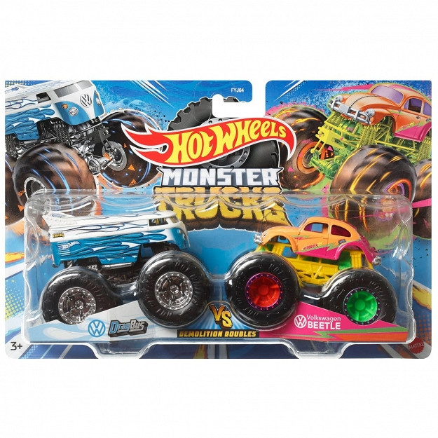 Набір машинок Mattel Хот Вілс Монстр трак в упаковці 2 шт Hot Wheels Truck DragBus VS Volkswagen FYJ64 HNX28