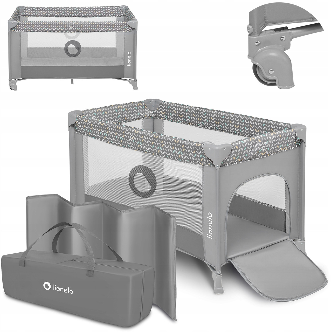 Манеж Lionelo Stefi CONCRETE MULTICOLOR Транспортна сумка в комплекті!