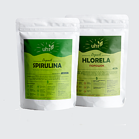 Спіруліна 100г + Хлорела 100г в порошку  (1+1=200гр.) Водорості спіруліна та хлорелла.