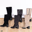 Зимові замшеві чоботи на підборах, фото 3