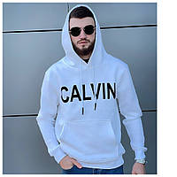 Чоловіче біле худі на флісі Calvin Klein кофта толстовка кельвін кляйн