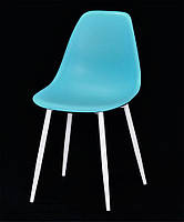 Стул Nik Metal-WT голубой 52, пластиковый стул на белых металлических ножках