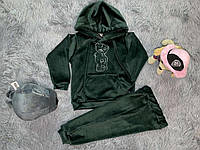 Велюровый спортивный костюм для девочки с милой вышивкой 80-104 р