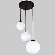 Чорна люстра з білими кулями (56-PR151F-3 BK+WH)