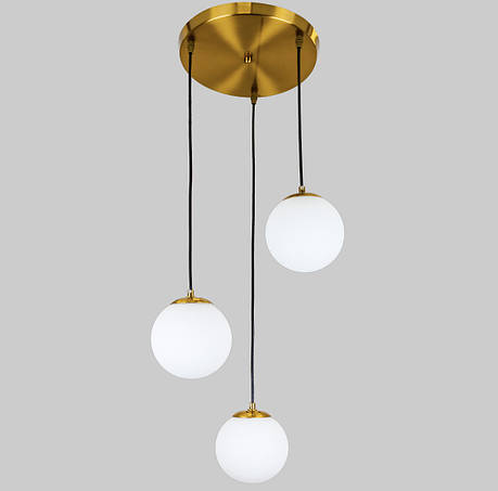 Бронзова люстра з білими 15см кулями (56-PR150F-3 BRZ+WH), фото 1