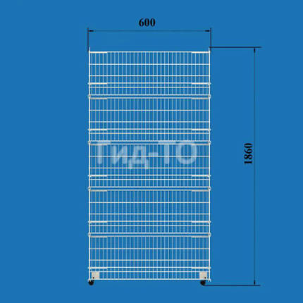 Сітчастий стелаж 5 кошиків 600х455х1860 мм, фото 2