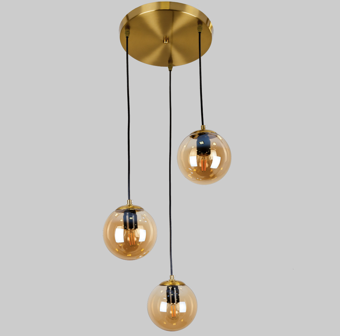 Бронзова люстра з 15см кулями (56-PR150F-3 BRZ+BR)