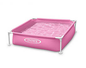 Дитячий каркасний басейн 122х122х30 см Intex Mini Frame Pool 57172 Рожевий, 337л, від 2 років, квадратний