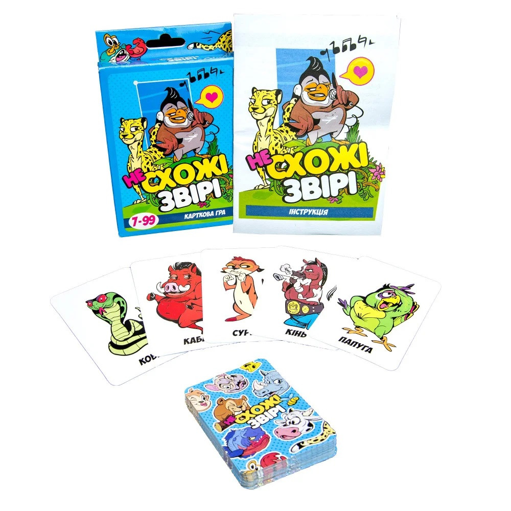 Настільна гра Несхожі звірі, 30223, Strateg, УКР, дитяча карткова розвиваюча гра для всієї родини, фото 1