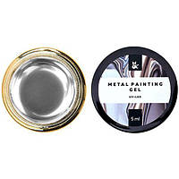 Гель-краска 001 серебро F.O.X Metal Painting Gel, 5 мл