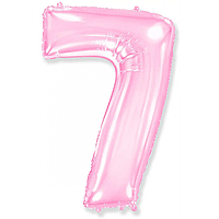 Фольгированный шар цифра 7 пастель розовая, 40" (102 см) Flexmetal в упаковке