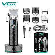 Професійна машинка для стрижки з підставкою VGR Professional Black (V-682-BL), фото 5