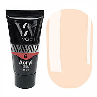 Акриловый гель для наращивания ногтей 06 бежевый Acryl Gel Valeri, 15 мл