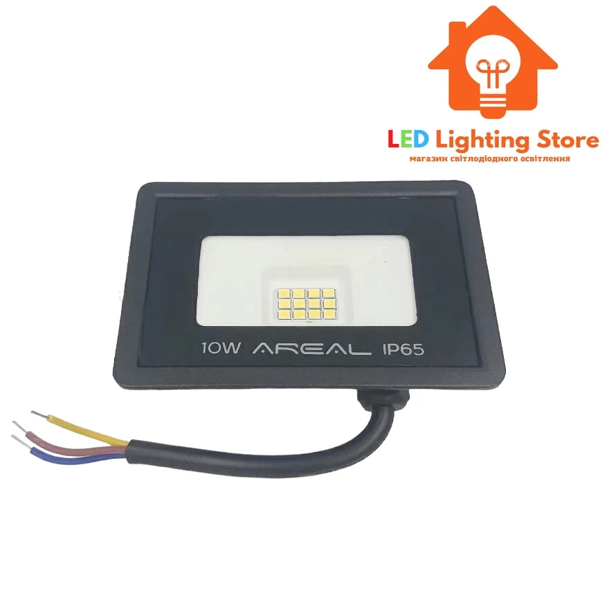 Світлодіодний LED прожектор 10W 800Lm 6200K IP65 AREAL PR-10 Гарантія - 1 рік, фото 1