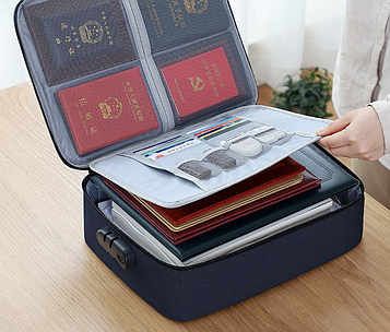 Дорожня Папка для документів А4 з кодовим замком / Сімейний органайзер для документів з замком / Папка-органайзер для паспортів