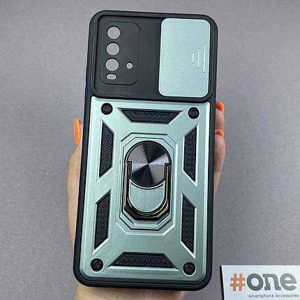 Чохол для Xiaomi Redmi 9T протиударний із шторкою чохол на телефон сяомі редмі 9т зелений crt, фото 1