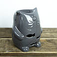 Аромалампа керамічна Кіт сірий для ефірних олій, фото 2
