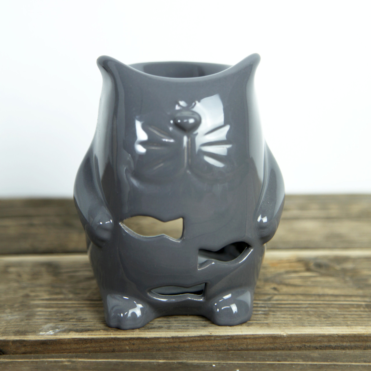 Аромалампа керамічна Кіт сірий для ефірних олій