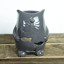 Аромалампа керамічна Кіт сірий для ефірних олій
