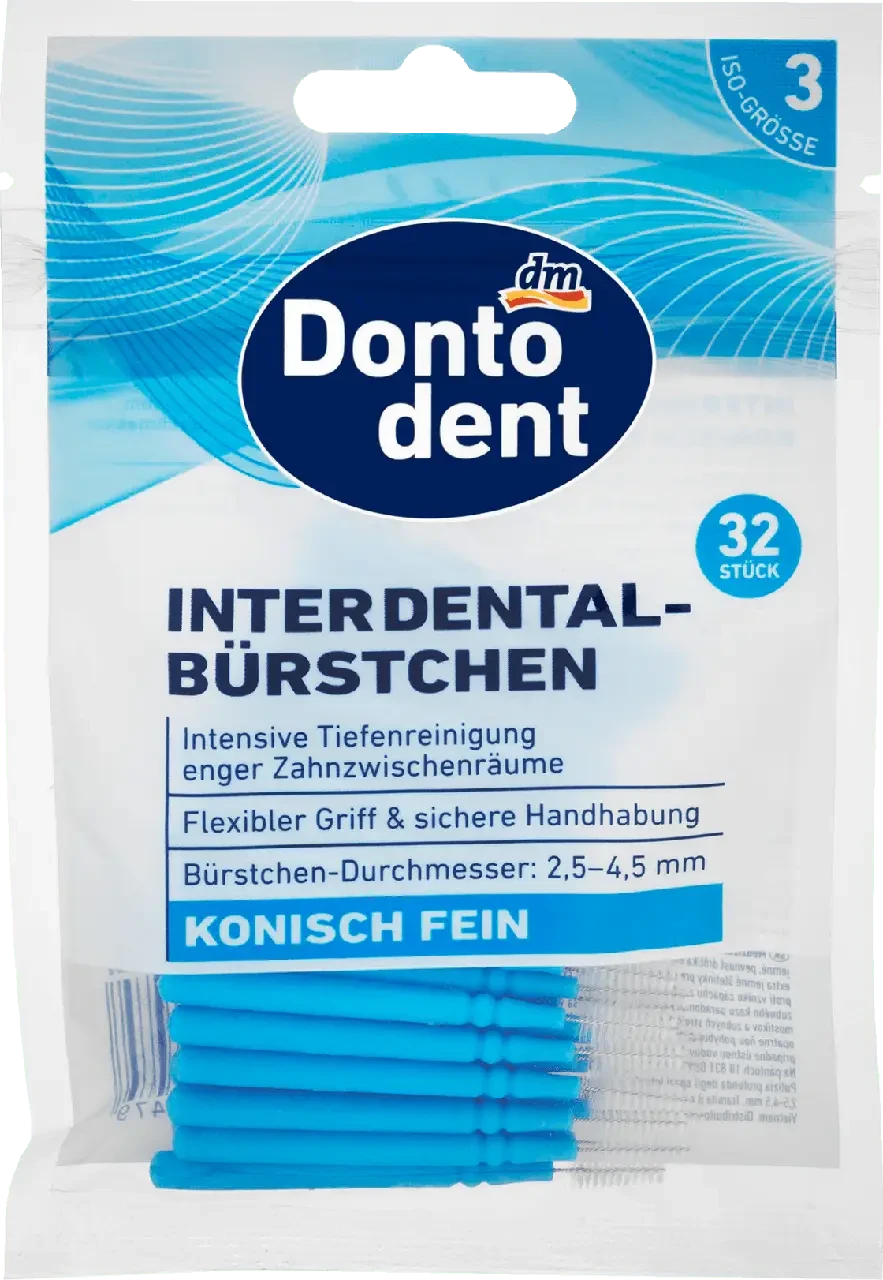 Йоржики для очищення міжзубних проміжків Dontodent Interdentalbürsten 0,6 mm ISO 3, 32 шт.