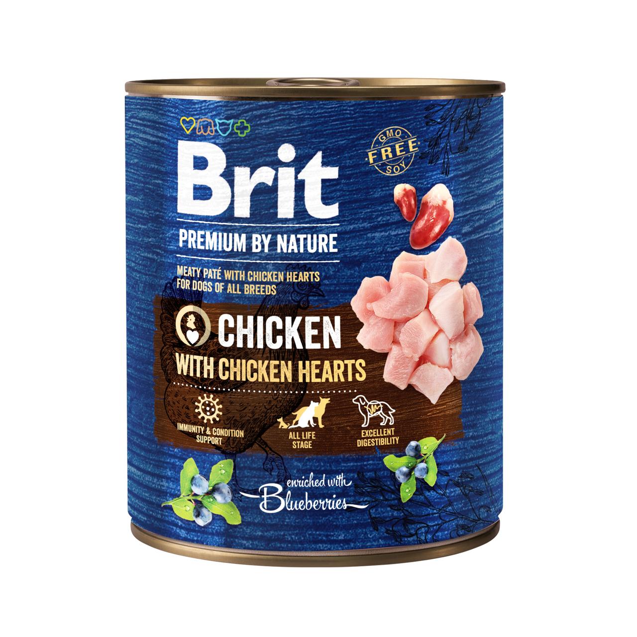 Brit Premium by Nature 800 г курица с куриным сердцем Влажный корм для собак - фото 2 - id-p1757974663