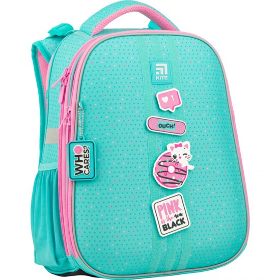 Рюкзак шкільний каркасний з ортопедичною спинкою блакитний для дівчинки Kite