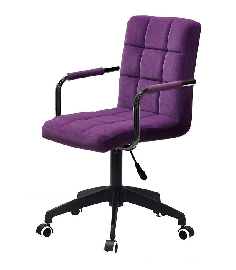 Кресло Augusto Arm BK-Modern Office з підлокітниками, велюр фіолетовий В-1013 на чорній хрестовині з колесами