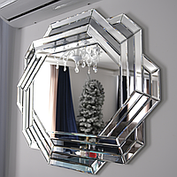 Зеркало настенное «Акорд» с зеркальной рамой для прихожей, спальни, ванной