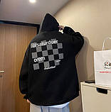 Толстовка чоловіча оверсайз тепла на флісі чорна, фото 4