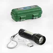 Ліхтарик світлодіодний ручний акумуляторний, 3 режими роботи, алюмінієвий корпус, USB-кабель, C 56771