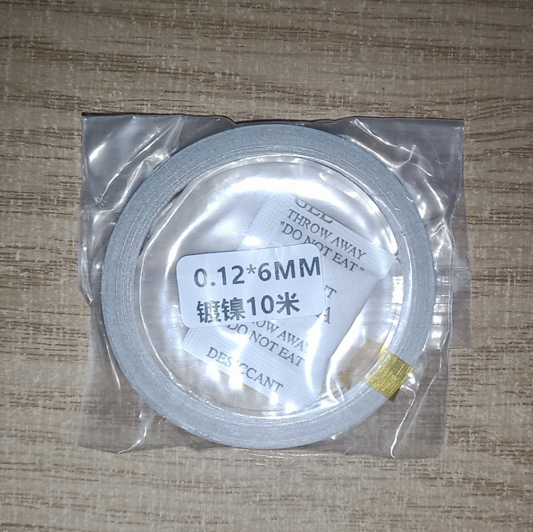 Нікелева стрічка 6x0.12мм 5 м Нікельована стрічка для зварювання акумуляторів Стрічка зварювальна нікелева, фото 1