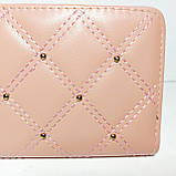 Гаманець жіночий пудровий із заклепками на блискавці К28, фото 2