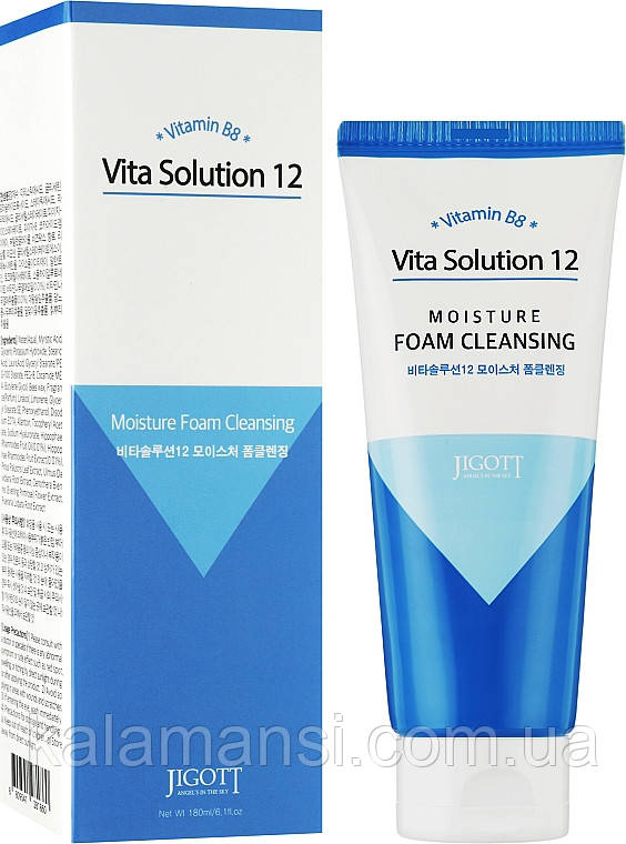 Зволожувальна пінка для обличчя з вітаміном B8 Jigott Vita Solution 12 Moisture Foam Cleansing 180 мл (16.12.2024р)