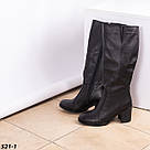 Демісезонні жіночі чорні шкіряні чоботи на підборах 7 см  36-41, фото 2