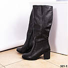 Демісезонні жіночі чорні шкіряні чоботи на підборах 7 см  36-41, фото 5