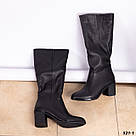 Демісезонні жіночі чорні шкіряні чоботи на підборах 7 см  36-41, фото 6