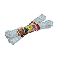 Мотузка м'яка Ділонг B22 господарча капронова біла 5.5 мм х 15 м