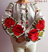 Жіноча вишиванка на домотканому полотні блузка вишиванка в стилі бохо ВТН-11