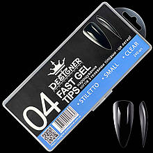 Прозорі гелеві типси (240 шт./уп.) у боксі для швидкого та легкого нарощування нігтів Стилет, розмір - S, 04