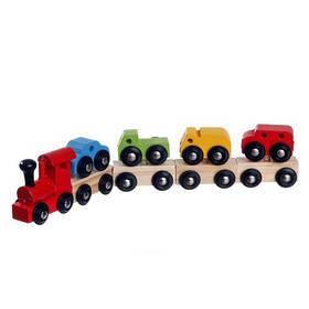 Дерев'яний паровозик іграшка в слюді розвиваюча