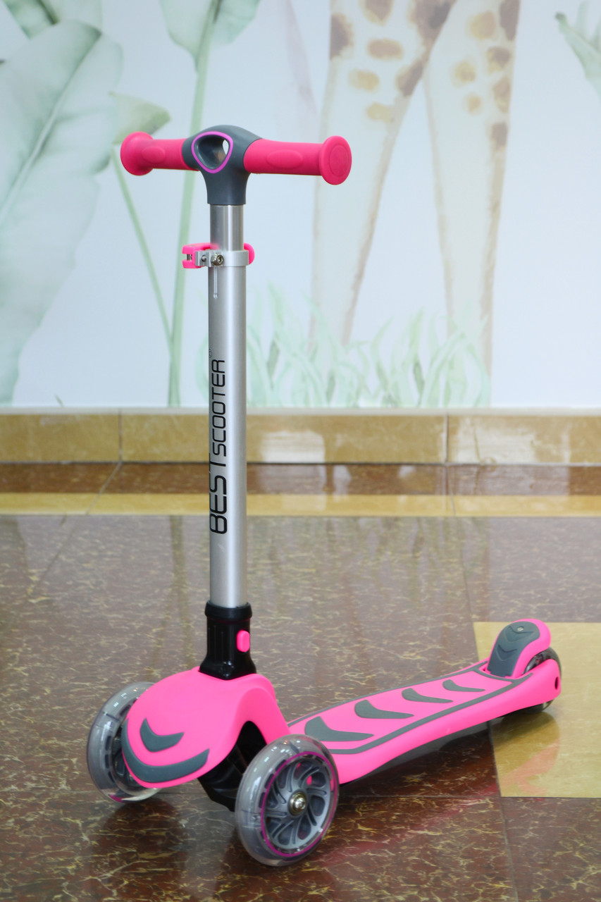 Самокат триколісний Best Scooter Maxi Максі складний, Рожевий, фото 1
