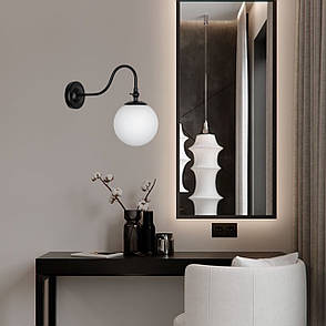 Сучасне чорне бра з білою кулею 15см (56-WPR150F3-1 BK+WH), фото 3