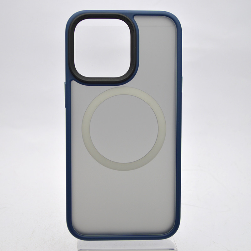 Чехол накладка Metal Buttons с MagSafe для iPhone 13 Pro Blue/Синий, фото 2