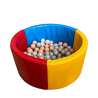 Детский игровой сухой бассейн манеж Hop-Hop "Круг" ВП 90х90х40 см без шариков, Разноцветный
