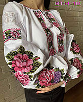Жіноча вишиванка на домотканому полотні блузка вишиванка в стилі бохо ВТН-16 вишита сорочка вишиванка