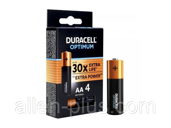 Батарейки лужні DURACELL OPTIMUM АА/LR6 MX1500, упаковка 4 шт.