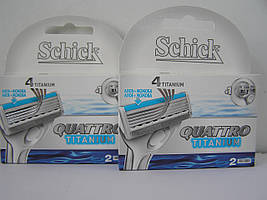   Касети Schick (Wilkinson) Quattro Titanium 2+2 (Шик квадро титаніум 4 шт.) виробництво Німеччина 