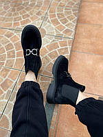Женские черные замшевые ботинки челси с цепочкой деми 38 размер